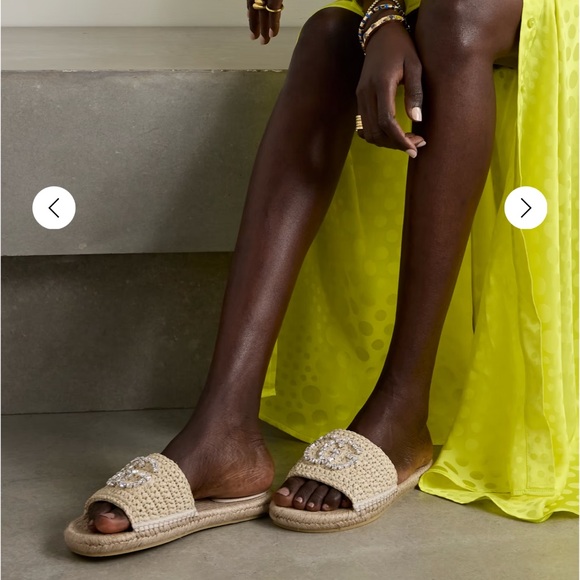 Cora crystal-embellished raffia espadrille sandals